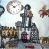 The Fortress of Lost Time. Graphite on paper and magazine cutouts. December 27, 2010. Miti and Gianni Aiello.