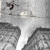 The funambulist. Ink drawing + digital collage. August 2011.