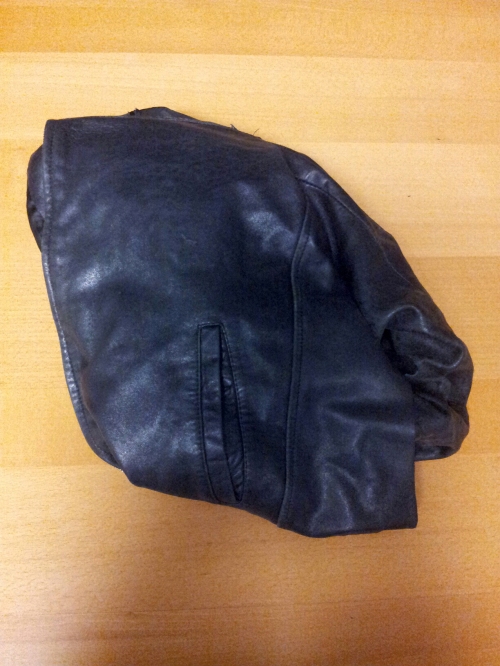 The sacrificial lamb- an old leather jacket already repaired twice.